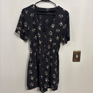 Madewell Black Floral Print Top
